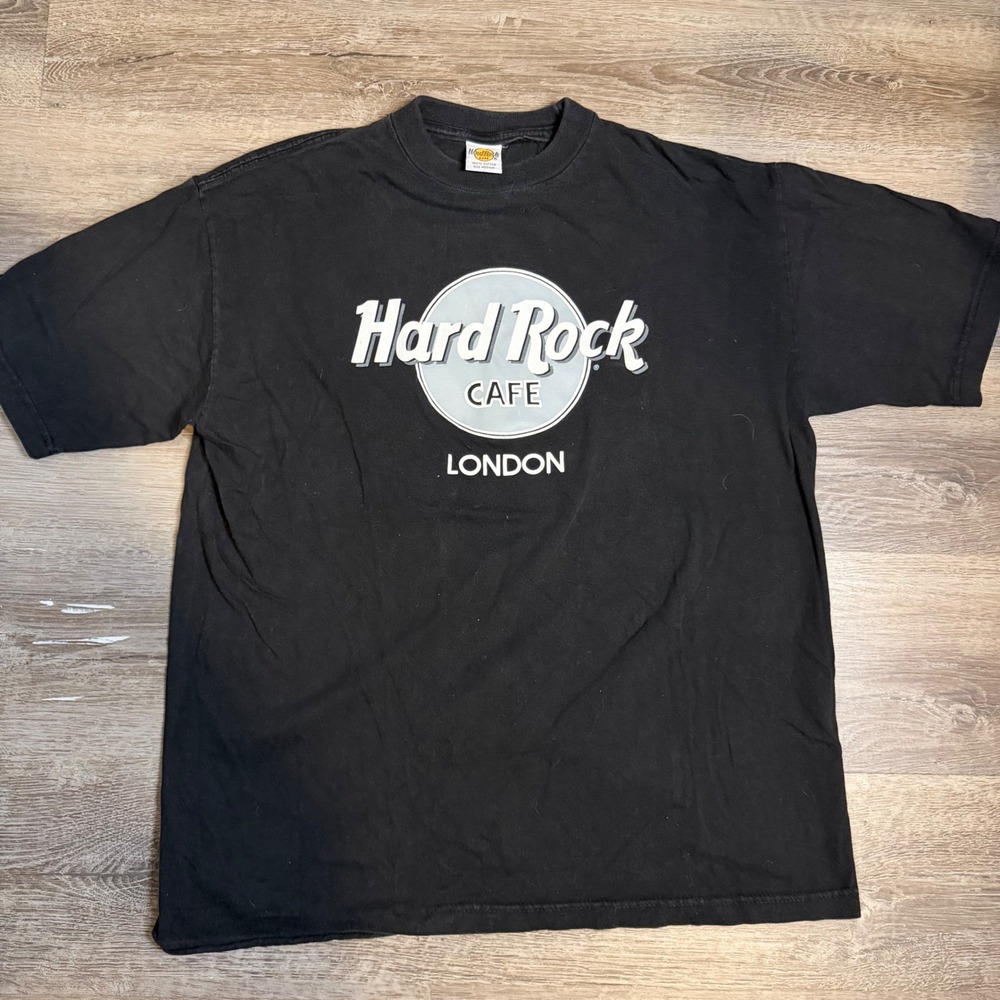 Hard Rock Cafe London Mens Black Graphic T-Shirt Size Medium Cotton Souvenir Tee